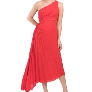 NWT Nicole Miller One  Shoulder pleated maxi dress SZ 14